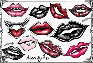 A lip print with "Kiss my a$$" written inside it tattoo idea