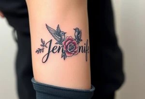 do one of my grandma name jennifer with birds roses and heaven tattoo idea