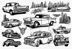 driving around in the city tattoo idea