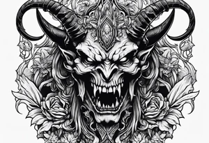 Demon holding a decapitated head tattoo idea