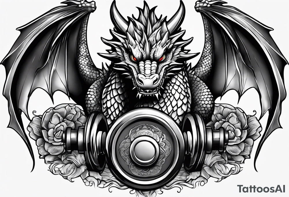 Dragon dumbbell tattoo idea