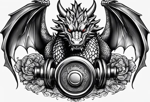 Dragon dumbbell tattoo idea