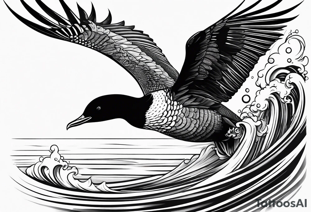 loon flying abstract tattoo idea