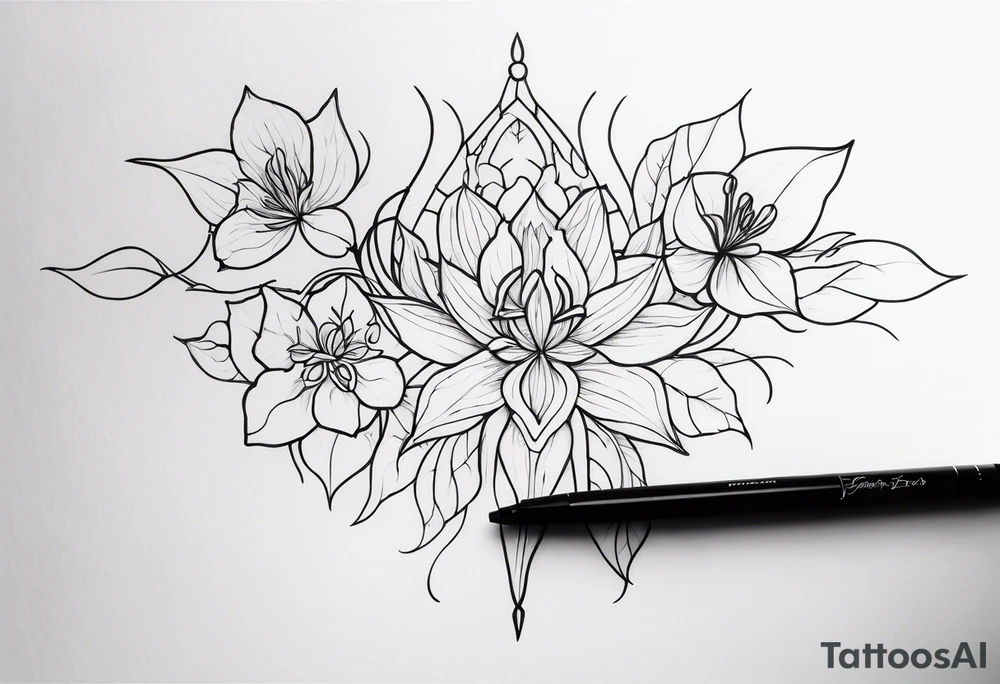 Elvish flowers tattoo idea