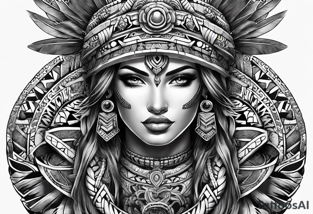 aztec snake sleeve tattoo idea