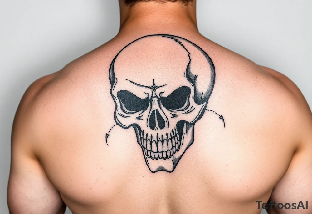 Gory skull with a black jack tattoo idea