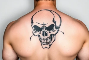 Gory skull with a black jack tattoo idea