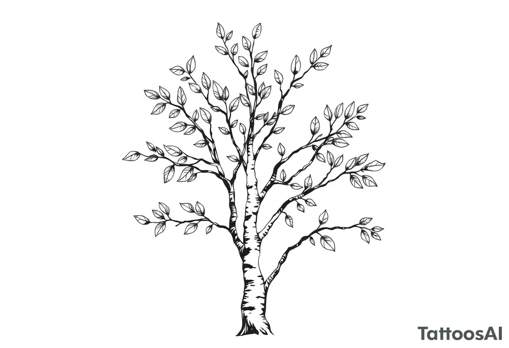 birch tree with full leaves tattoo idea