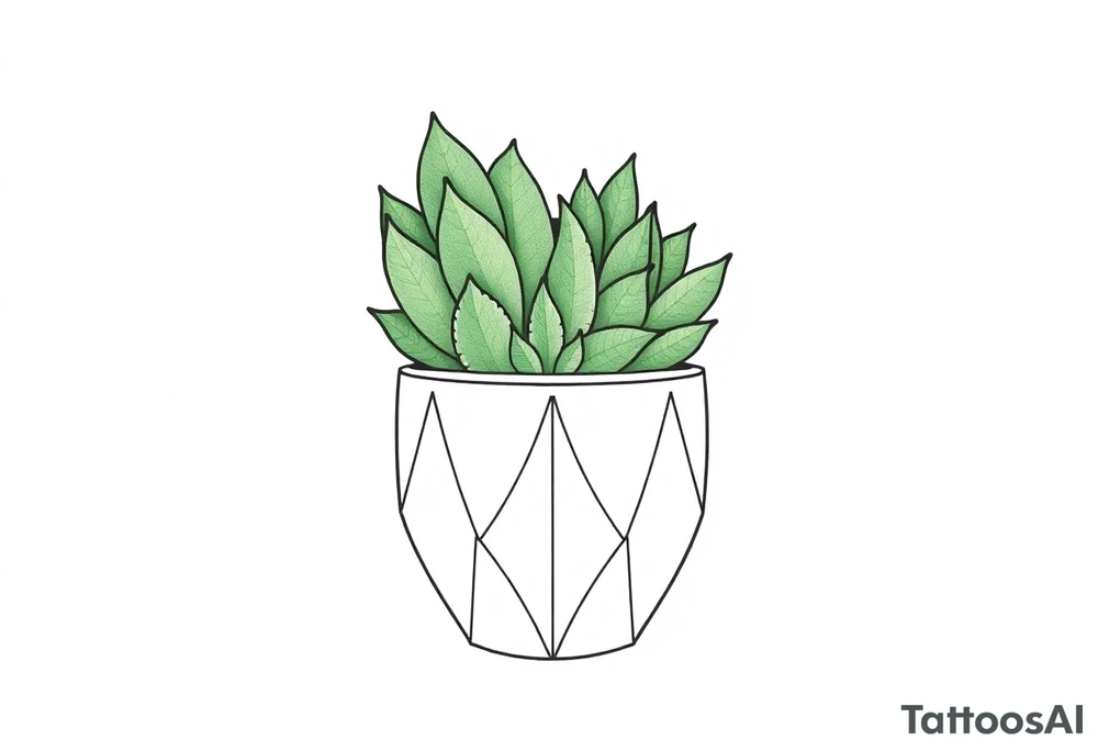 cute cacti and succulent in a pot tattoo idea