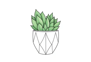 cute cacti and succulent in a pot tattoo idea