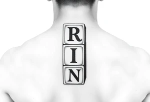 I WANT 5 TOY BABY BLOCKS STACKED ON TOP OF EACH OTHER AND I WANT EACH OF THEM TO HAVE A LETTER IN THEM. B, R, I, A, N THEY SHOULD BE STACKED ON TOP OF EACH OTHER IN 3D tattoo idea