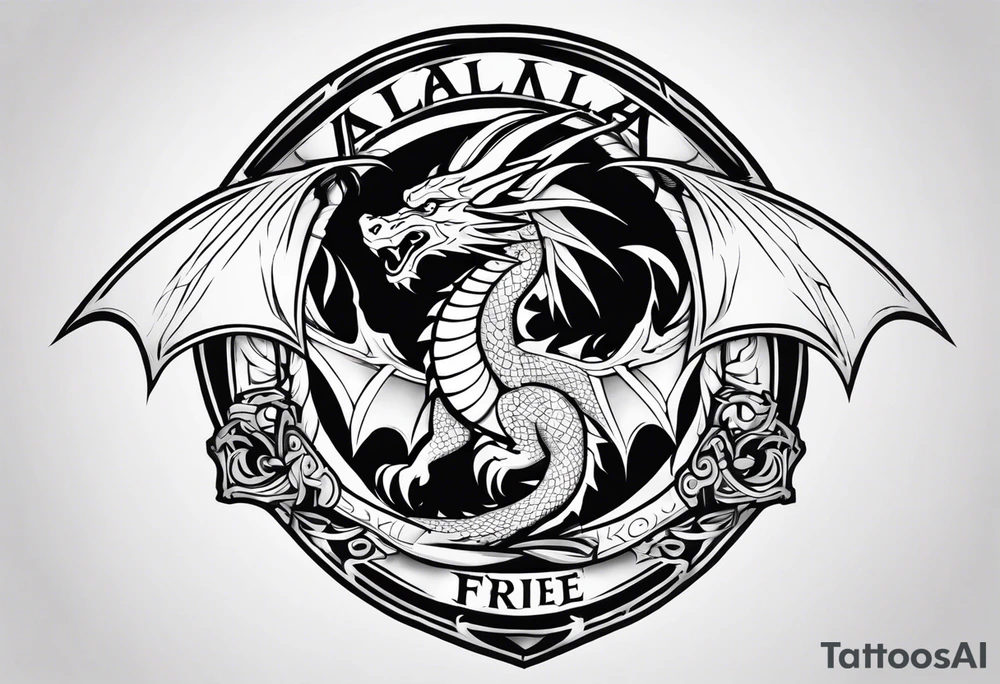 Valhalla fire sword shield dragon tattoo idea