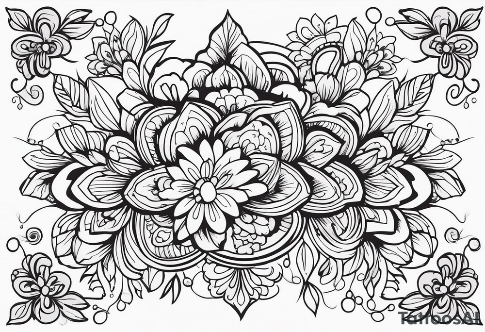 ornaments of flowers tattoo idea