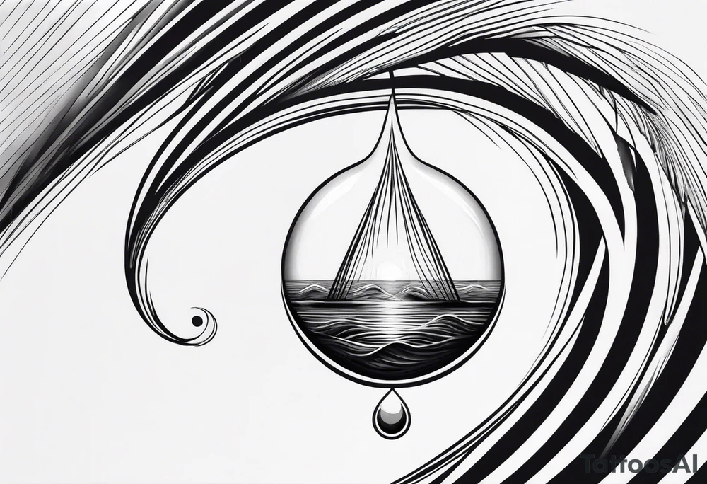 water drop falling into calm ocean tattoo idea
