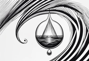 water drop falling into calm ocean tattoo idea