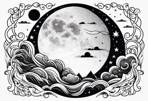 Moon with cloud tattoo idea