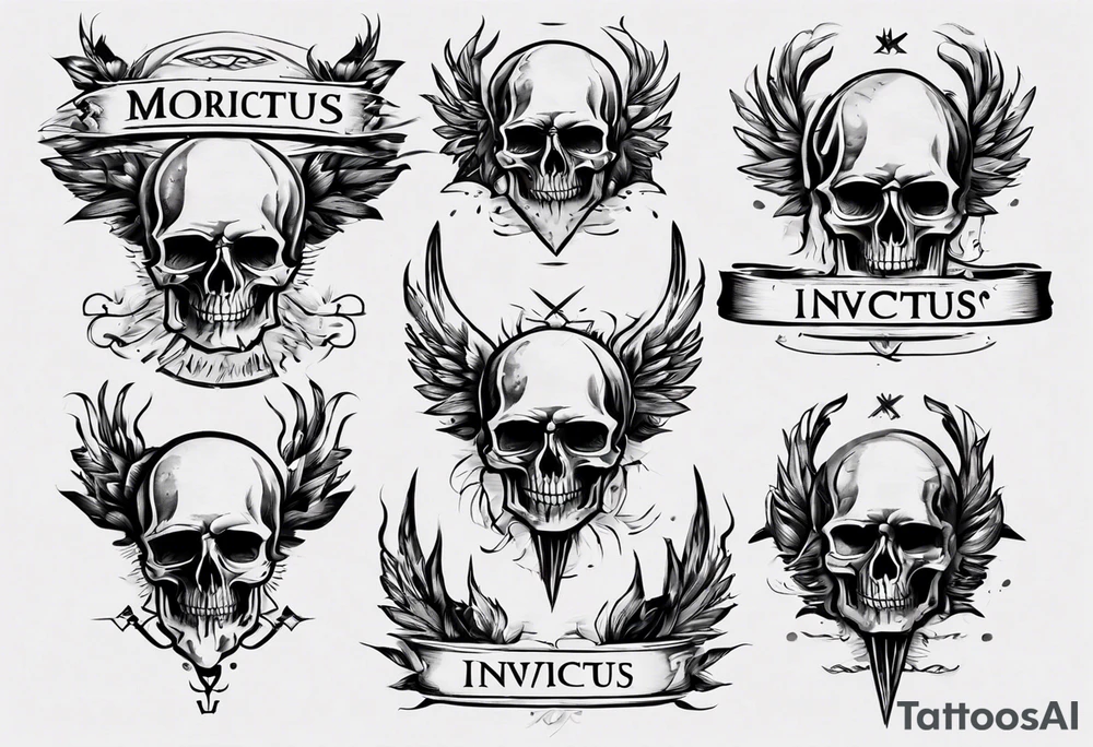roman font saying "morior invictus" tattoo idea