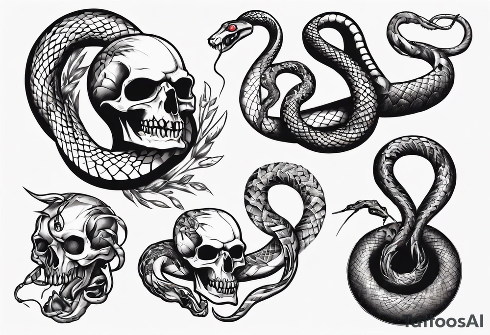 snake choking bones tattoo idea