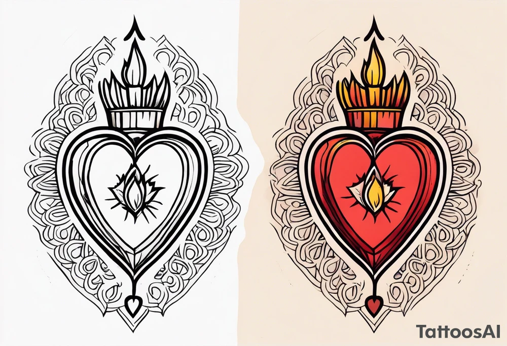 sacred heart traditonal vintage tattoo colorful tattoo idea