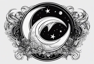 Pisces symbol inside of the moon tattoo idea