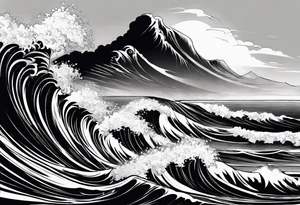 picture 8 by 8 centimeters of sea waves before a storm tattoo idea