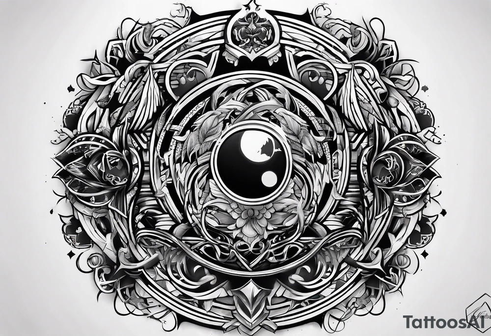 messy lines trash circcle logo tattoo idea