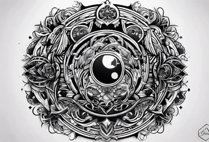 messy lines trash circcle logo tattoo idea