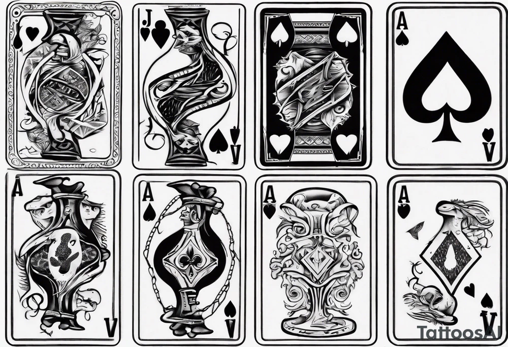 7 and 2 poker card, most outward facing card have a small grave on it tattoo idea