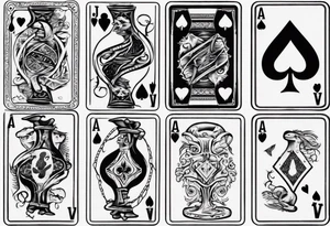 7 and 2 poker card, most outward facing card have a small grave on it tattoo idea