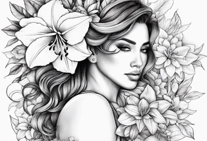 Floral with flowers biceps Lillie’s tattoo idea