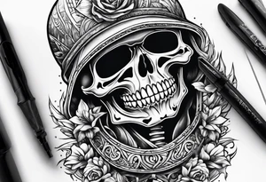 Surfing skeleton tattoo idea