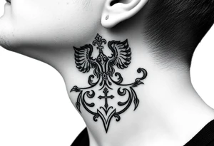 Traditional Russian orthodox design on the side of neck tattoo idea