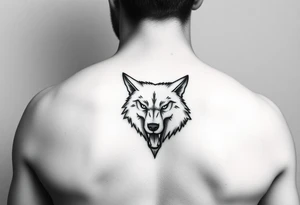 aggressive wolf head tattoo idea