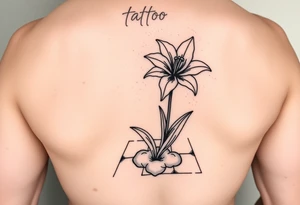 bathroom with lily coming up out of tile floor tattoo idea