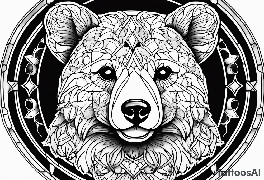 Teddy bear stain glass tattoo idea