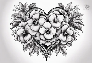 Heart made with violets tattoo idea