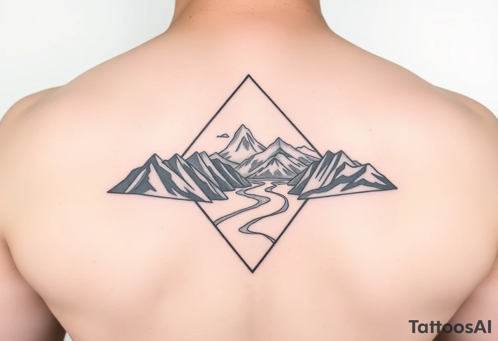 Mountains with the river running through it and a triangle around it with Humboldt at the top Mendocino  in the left corner and Trinity in the right tattoo idea