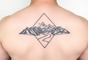 Mountains with the river running through it and a triangle around it with Humboldt at the top Mendocino  in the left corner and Trinity in the right tattoo idea