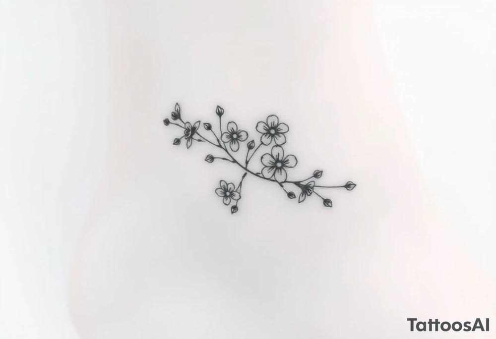 long branch with flowers tattoo idea