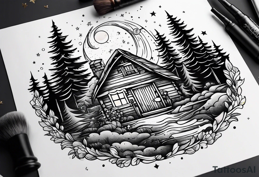 Small cottagecore galaxy tattoo idea