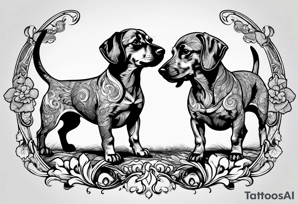 dashchund fight tattoo idea