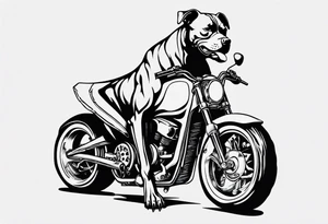 Pitbull sitting on a motorcycle tattoo idea