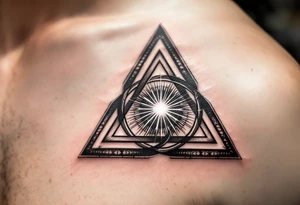 Trinity Symbol – A geometric interlocking triangle with white light emanating from the center, representing the Father, Son, and Holy Spirit. tattoo idea