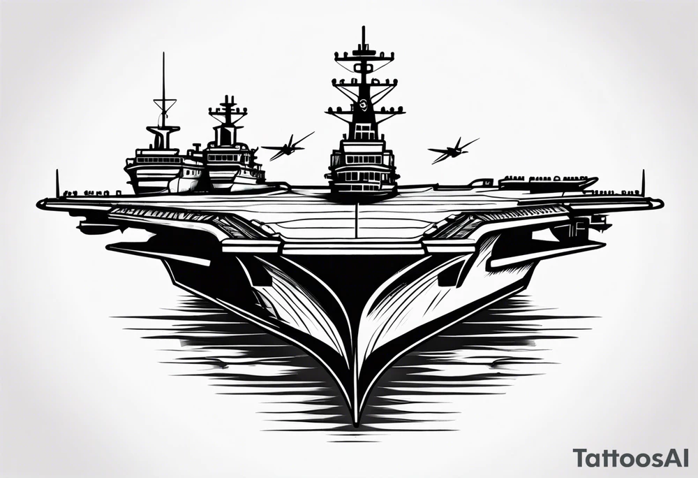 aircraft carrier front view tattoo idea