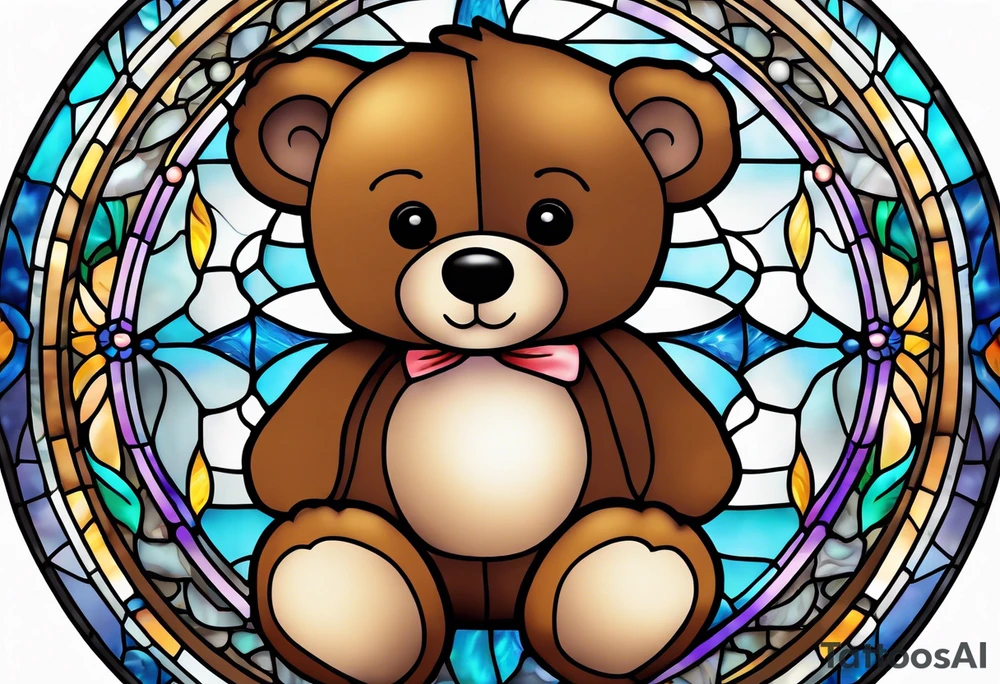 Teddy bear stained glass tattoo idea