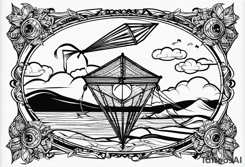 "Go Fly A Kite" spelled out in kite string tattoo idea