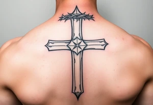 cross with a crown of thorns tattoo idea