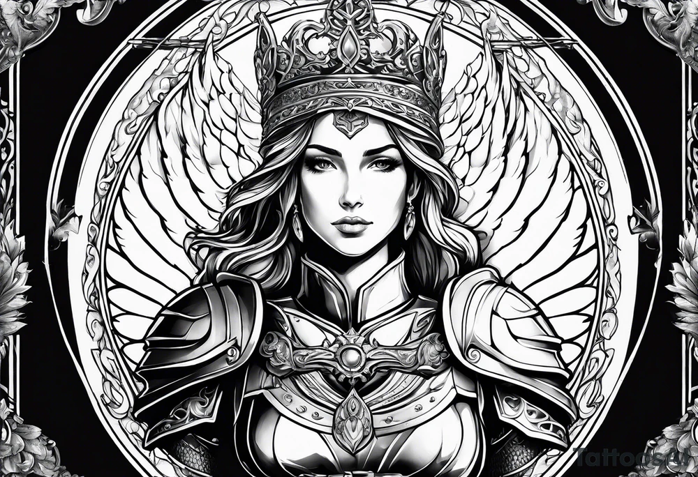 an angel's halo over a knight tattoo idea