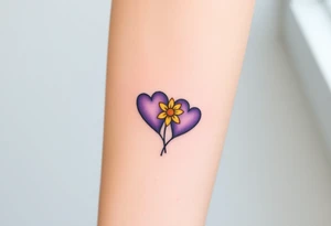simple with Purple Hearts with yellow daisy. tattoo idea