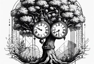 Rowan tree and 2 clocks tattoo idea